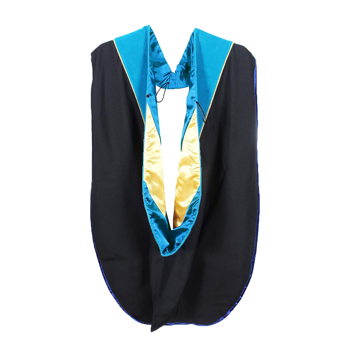 Doctorate Hood - Peacock Blue Velvet - Peacock Blue Lining - Gold Chevron - Gold Piping