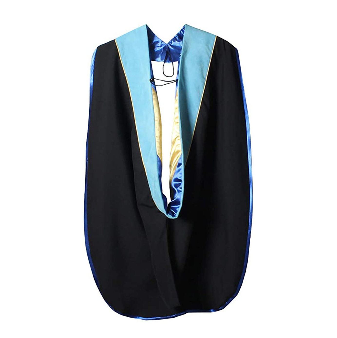 Doctorate Hood - Light Blue Velvet - Royal Blue Lining - Gold Chevron - Gold Piping