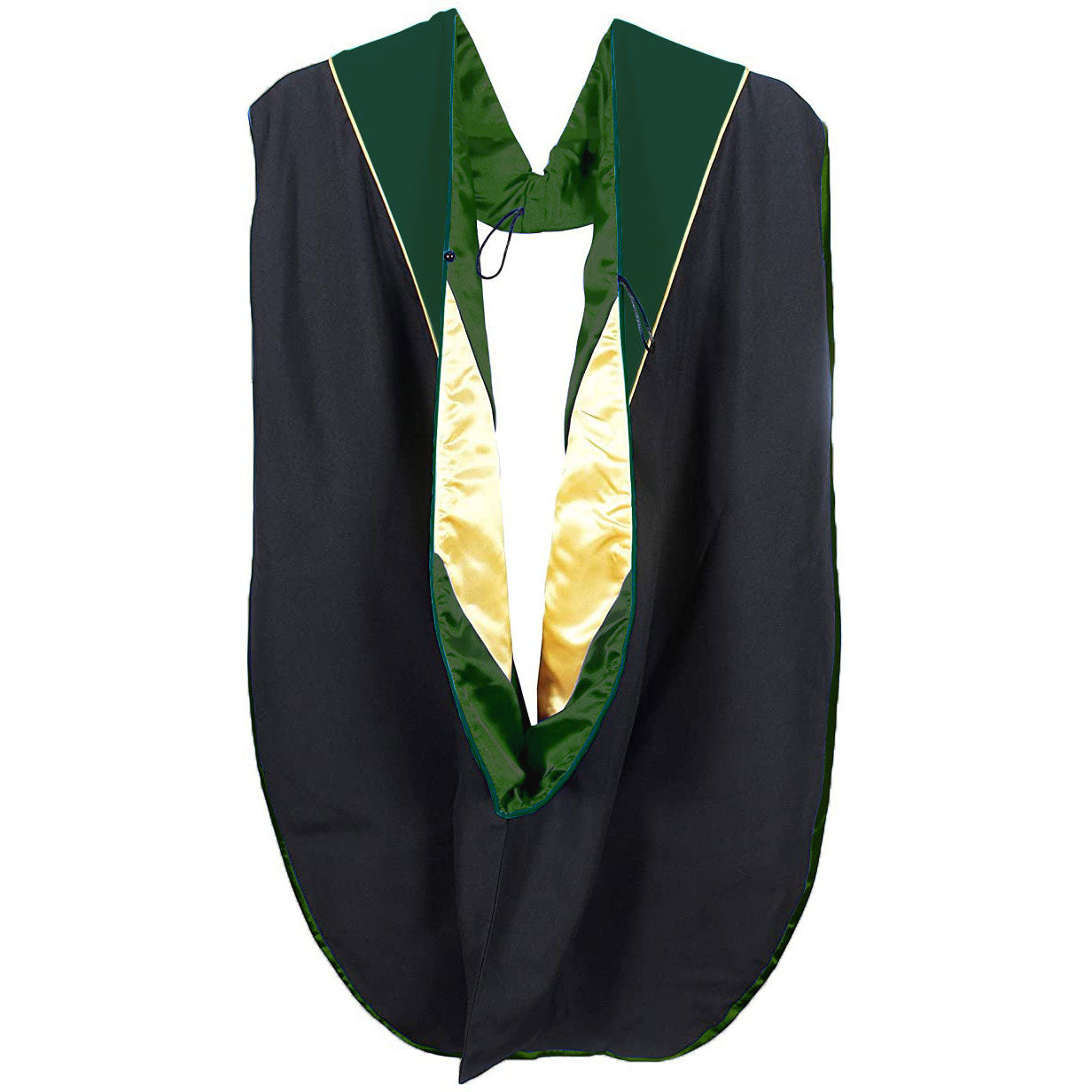 Doctorate Hood - Forest Green Velvet - Forest Green Lining - Gold Chevron - Gold Piping