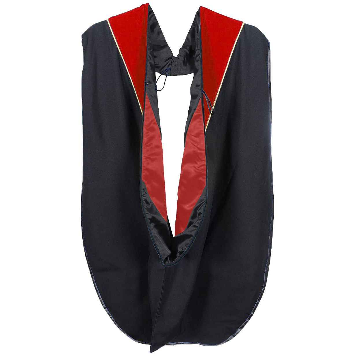 Doctorate Hood - Red Velvet - Black Lining - Red Chevron - Gold Piping