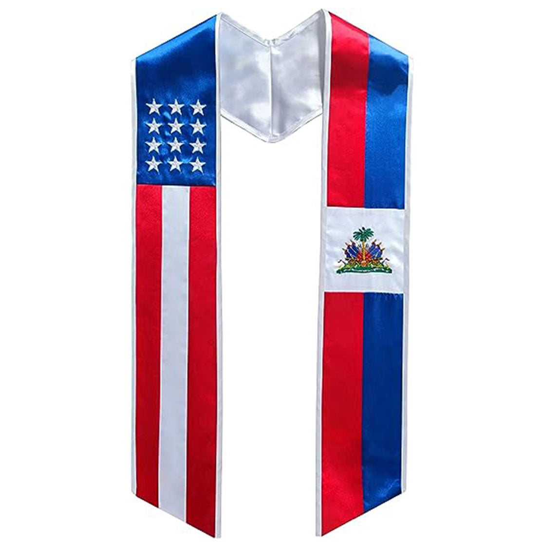 Haiti/USA 2 Flag Graduation Stole - Flag Sashes for Graduates