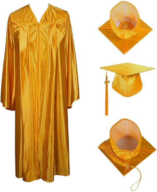 Shiny Kinder Antique Gold Cap, Gown & Tassel